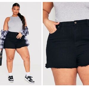 BLACK HIGH WAISTED CUT OFF SHORTS